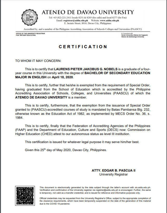Certificate 1